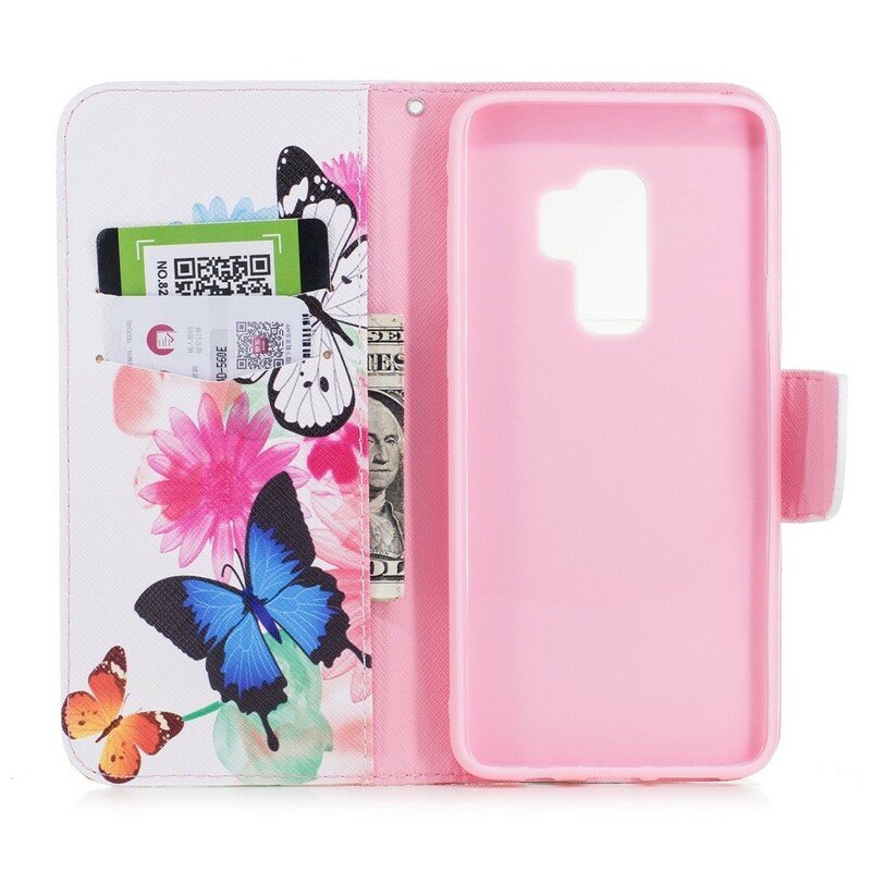 Samsung Galaxy S9 Plus Hoesje Beschilderde Vlinders en Bloemen Samsung Galaxy S9 Plus Hoesje Beschilderde Vlinders en Bloemen