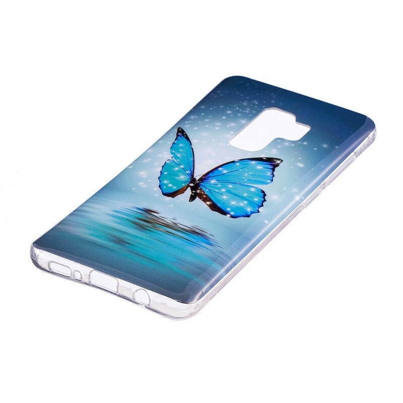 Samsung Galaxy S9 Vlinder Hoesje Blauw Fluoriserend