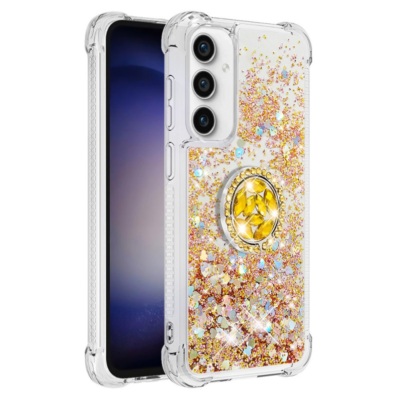 Samsung Galaxy S23 FE Hoesje Gekleurd Glitter Ring Statief