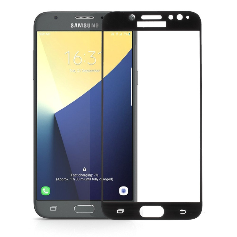 Zwarte Contour Getemperd Glas Beschermer Samsung Galaxy J7 (2017)