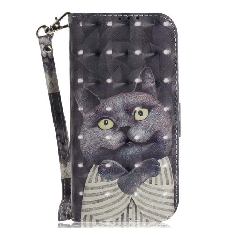 Moto G14 Grijs Cat Strap Hoesje