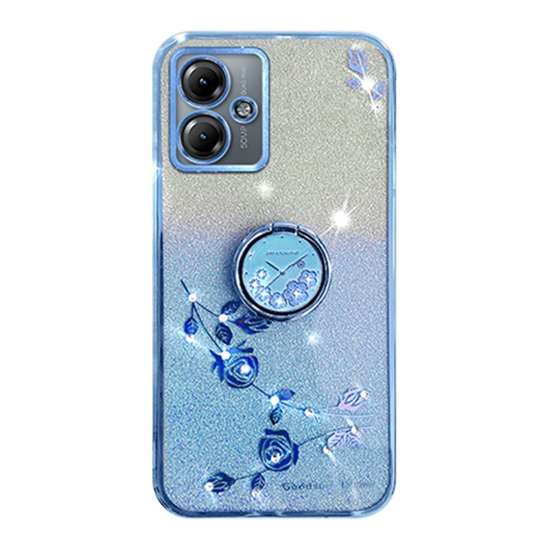 Moto G14 hoesje met Stass steunring en glitter