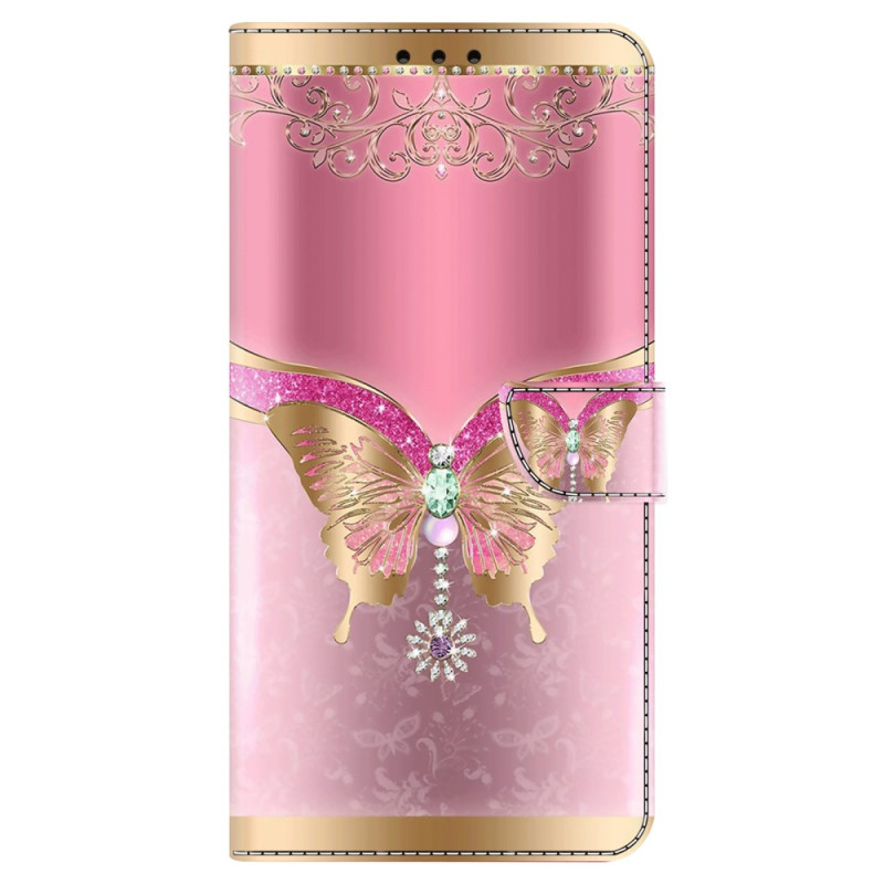 Samsung Galaxy S24 5G Roze en Goud Vlinder Etui