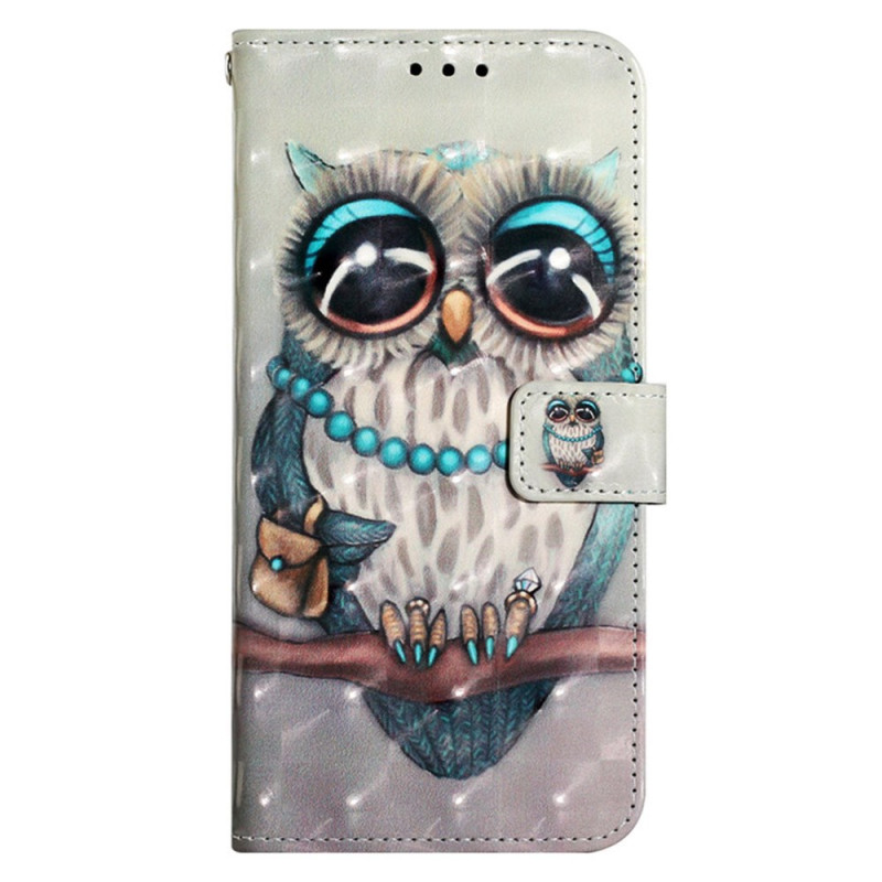 Samsung Galaxy S24 5G Hoesje Grijs Uil met Koord
pje