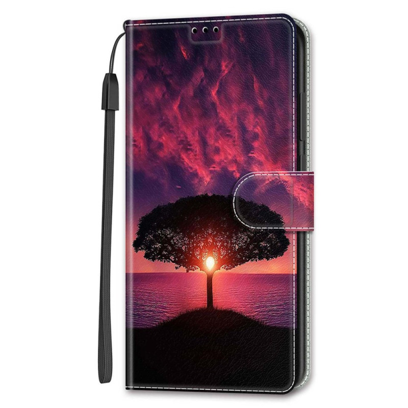 Samsung Galaxy S24 5G Zwart Boom Zonsondergang Koord
 Hoesje