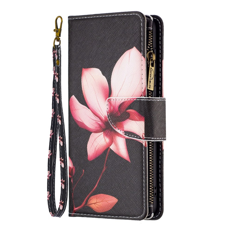Hoesje voor Samsung Galaxy S24 5G Wallet Pink Flower Strap