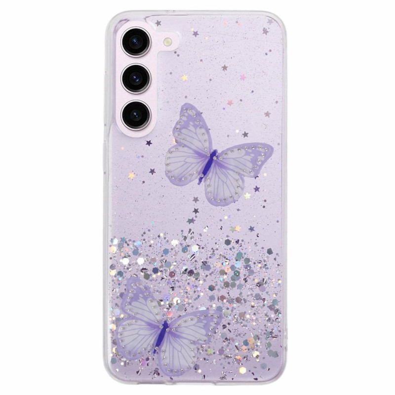 Samsung Galaxy S24 5G Glitter Vlinder Etui