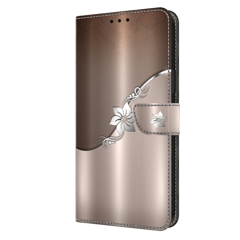 Moto G84 5G Hoesje Zilver Bloem