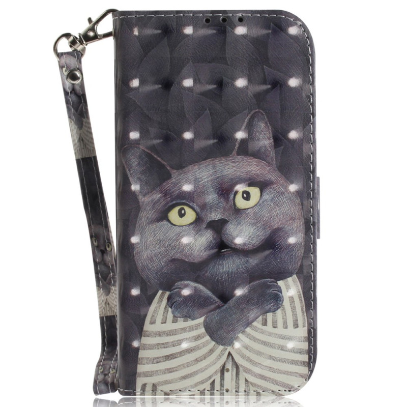 Moto G84 5G Grijs Cat Strap Hoesje