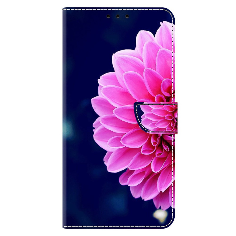 Moto G54 5G Hoesje Roze Bloemen op Blauwe Achtergrond