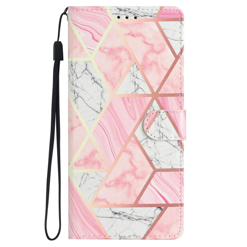 Moto G54 5G Roze en Wit Marble Strap Hoesje