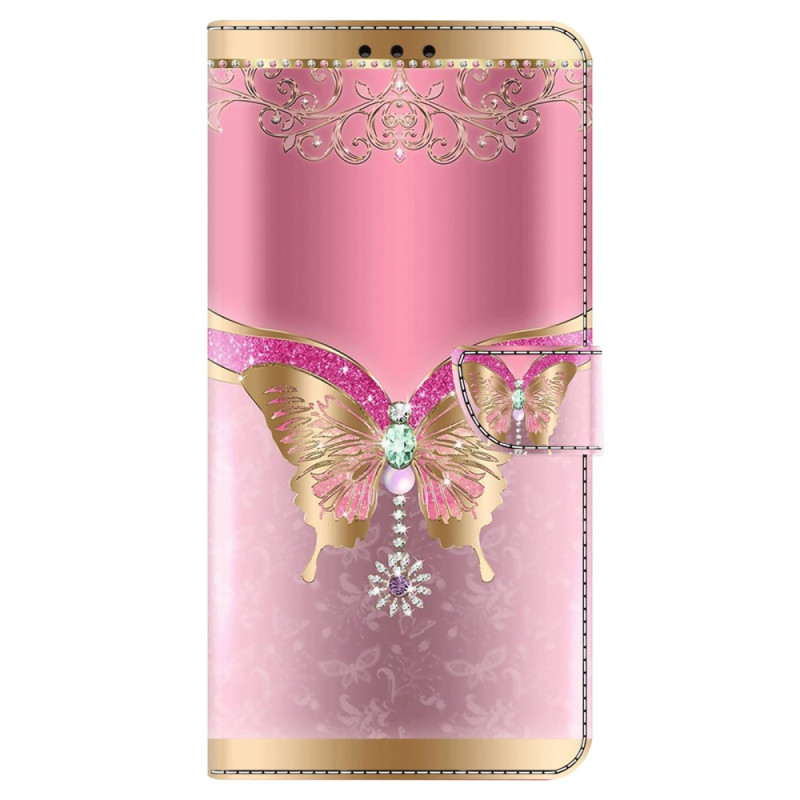 Hoesje Xiaomi Redmi 13C 4G/5G/Poco C65 Vlinder Roze en Goud