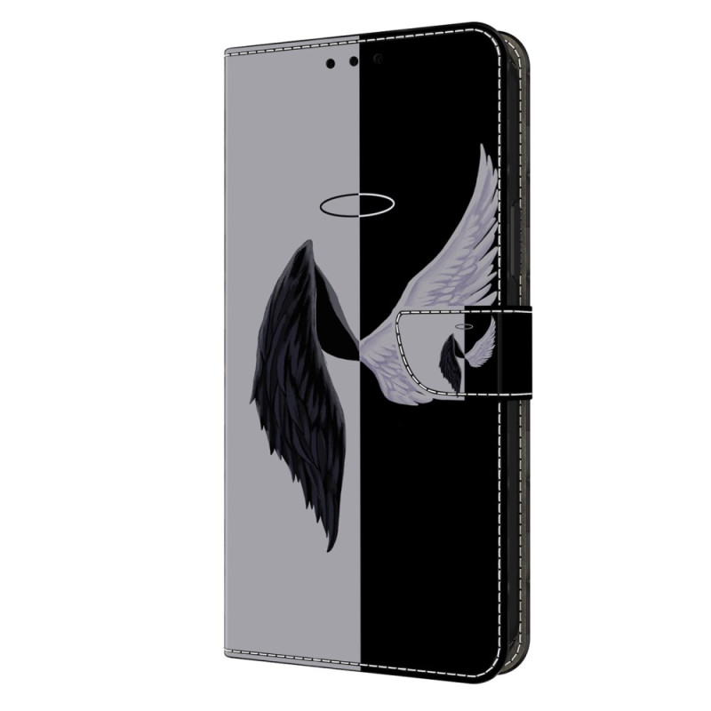 Xiaomi Redmi 13C / Poco C65 Hoesje Zwart met Grijze Vleugels
