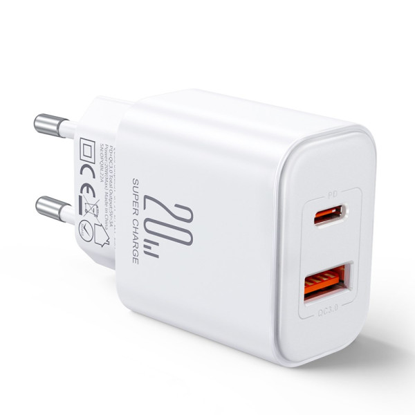 Snelle Mini USB+Type-C Dual-Port Wandoplader JOYROOM