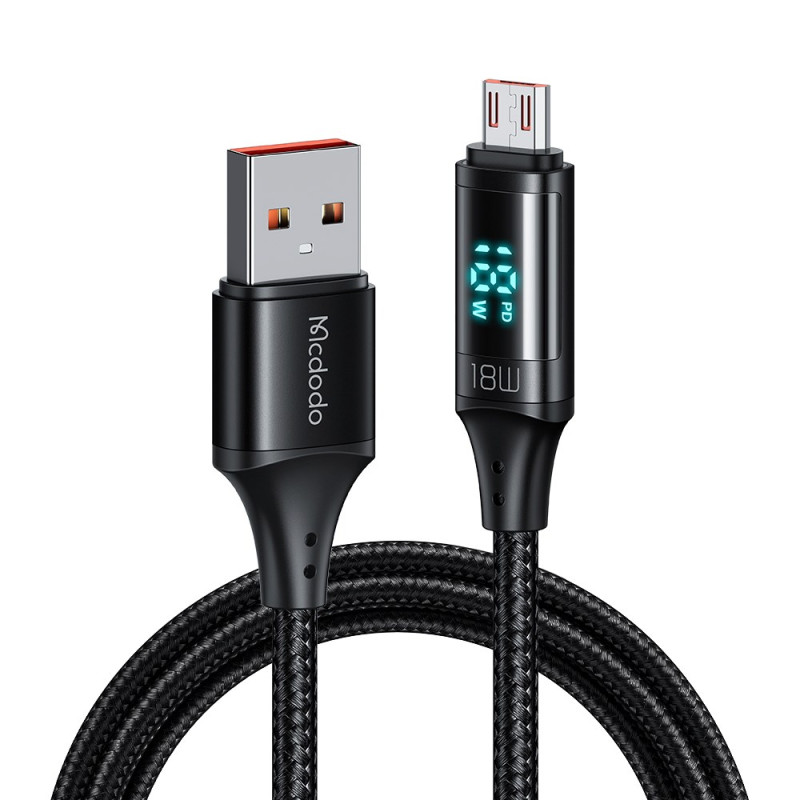 USB A naar Micro USB 3A kabel met LED display 1,2 m MCDODO