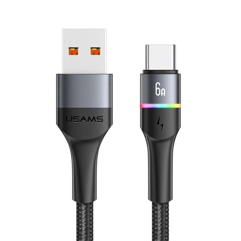 USB naar Type-C LED Verlichte 1,2 m snellaadkabel met datatransmissie USAMS