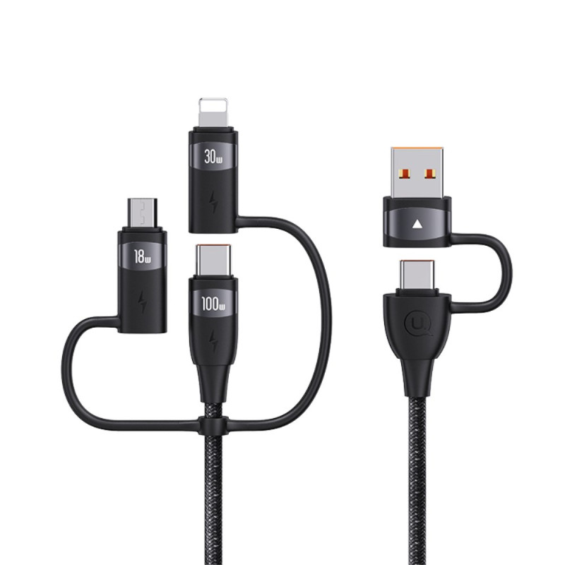 6-in-1 100W USB-A naar Type-C naar Type-C+8Pin+Micro Quick Charge kabel 2m USAMS
