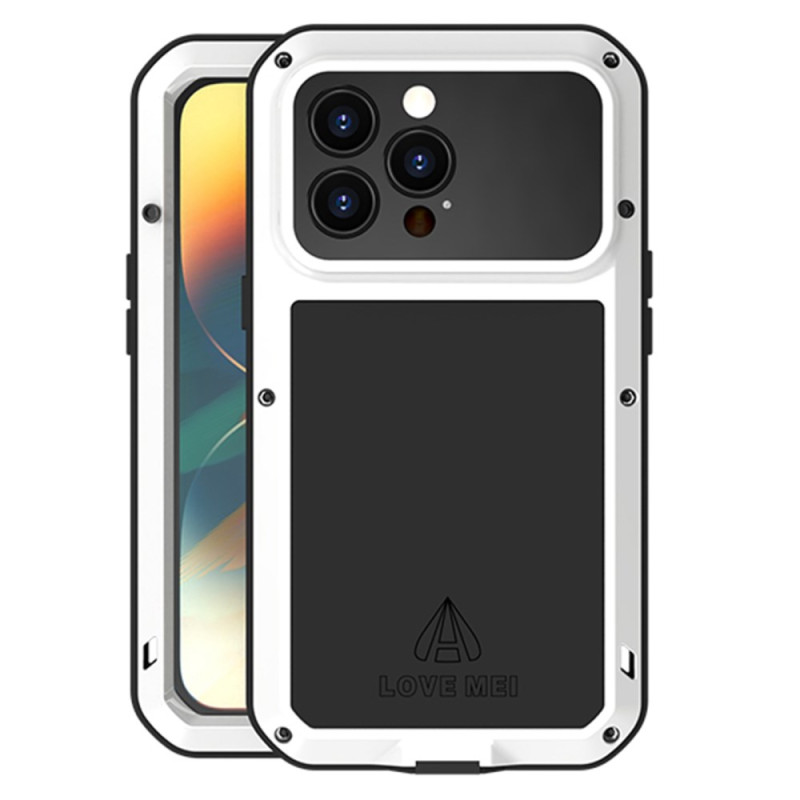 LOVE MEI iPhone 14 Pro Siliconen en metalen behuizing met gehard glazen screenprotector
