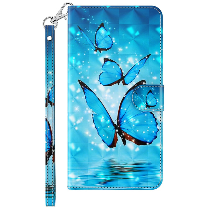 Samsung Galaxy S24 Plus 5G Blauw Vlinders Strap Hoesje