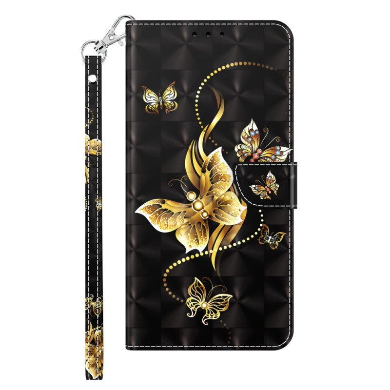 Samsung Galaxy S24 Plus Goud Vlinders Strap Hoesje