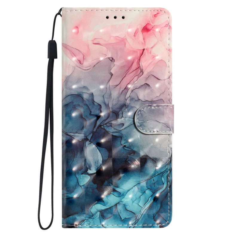 Samsung Galaxy A25 5G Roze en Blauw Marmer Strap Hoesje