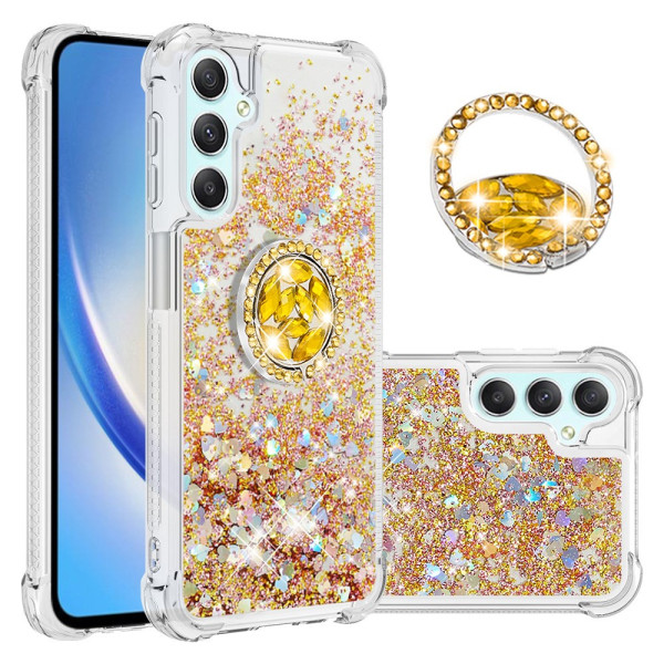 Samsung Galaxy hoesje A25 5G / A24 4G glitter en ring - draaibare standaard