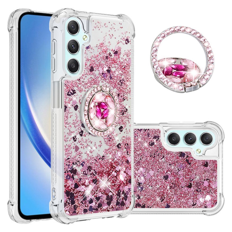 Samsung Galaxy hoesje A25 5G / A24 4G glitter en ring - draaibare standaard