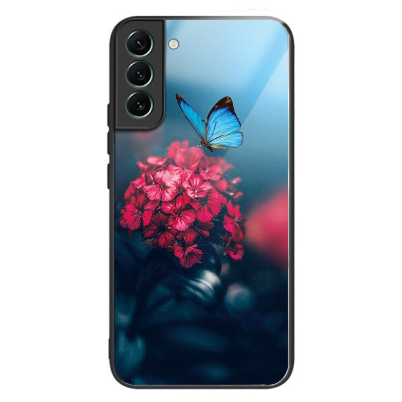 Samsung Galaxy S24 Plus 5G Gehard glazen bloem en vlinder behuizing