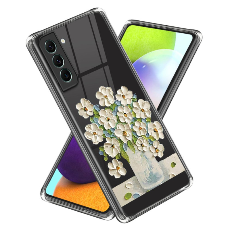 Samsung Galaxy S24 Plus 5G Hoesje Wit Bloemen Verf