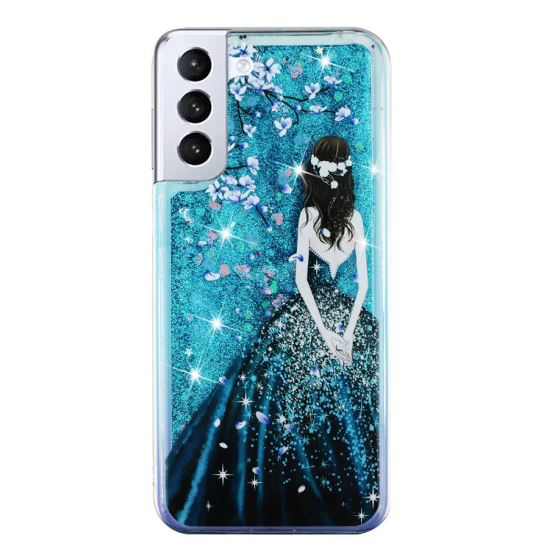 Samsung Galaxy S24 Plus 5G Vloeibaar Glitter Hoesje Meisje Blauw