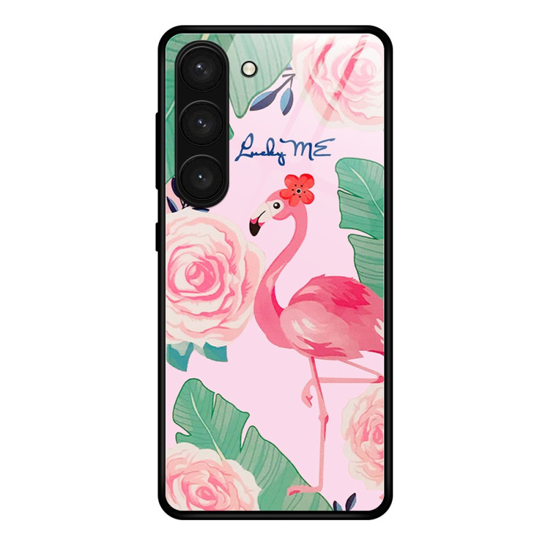 Samsung Galaxy S24 Plus 5G Gehard Glazen Hoesje Roze Flamingo