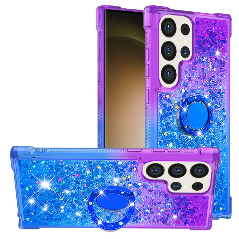 Samsung Galaxy S24 Ultra 5G Kleurverloop Glitter Hoesje met Draagring