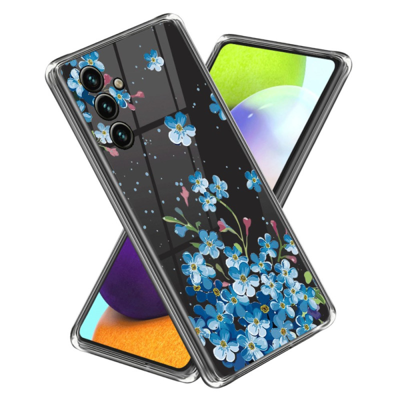 Samsung Galaxy A25 5G Blauw Bloemen Hoesje