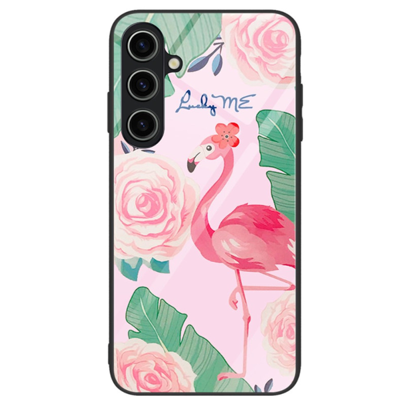 Samsung Galaxy A25 5G Gehard Glazen Hoesje Roze Flamingo