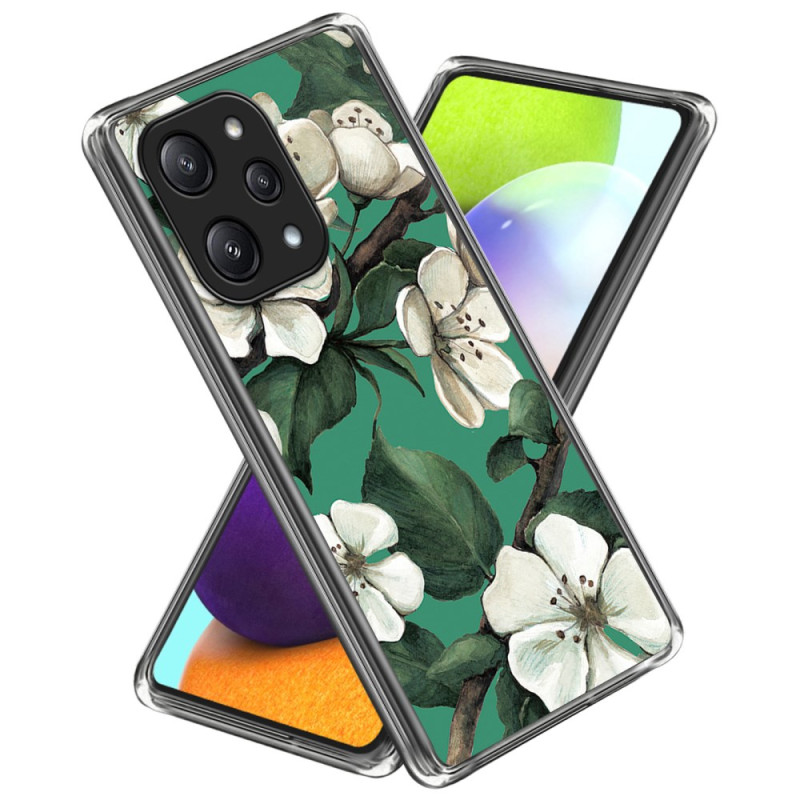 Xiaomi Redmi 12 5G / Poco M6 Pro 5G Hoesje - Wit Bloemen