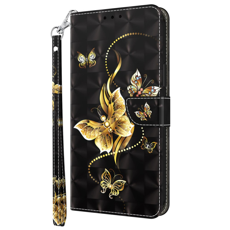 Honor Magic5 Lite 5G Goud Vlinders Strap Case