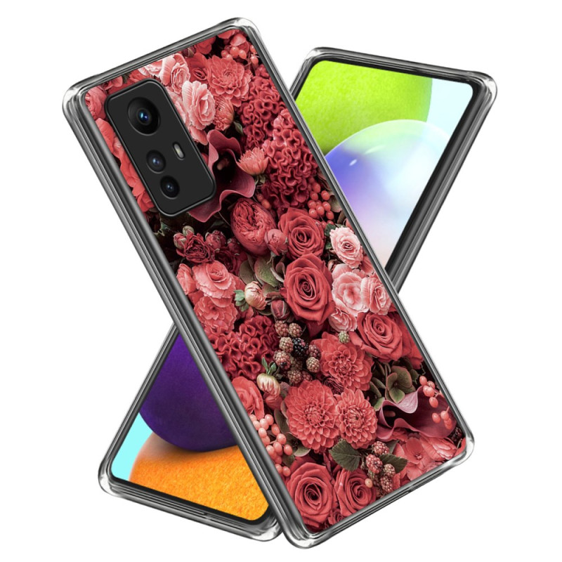 Xiaomi Redmi Note 12S Hoesje Rood Bloemen