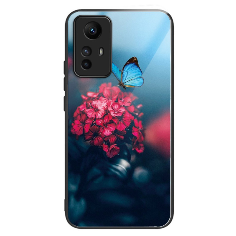 Xiaomi Redmi Note 12S Gehard glazen beschermhoesje Bloemen en vlinders