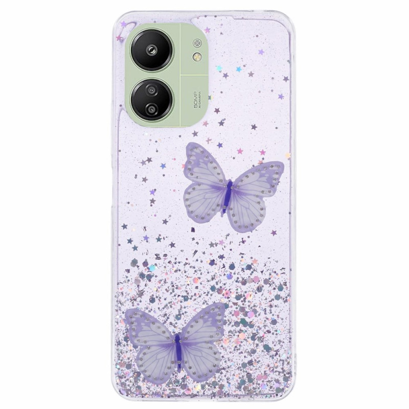 Xiaomi Redmi 13C / Poco C65 Twee Vlinders Glitter Hoesje