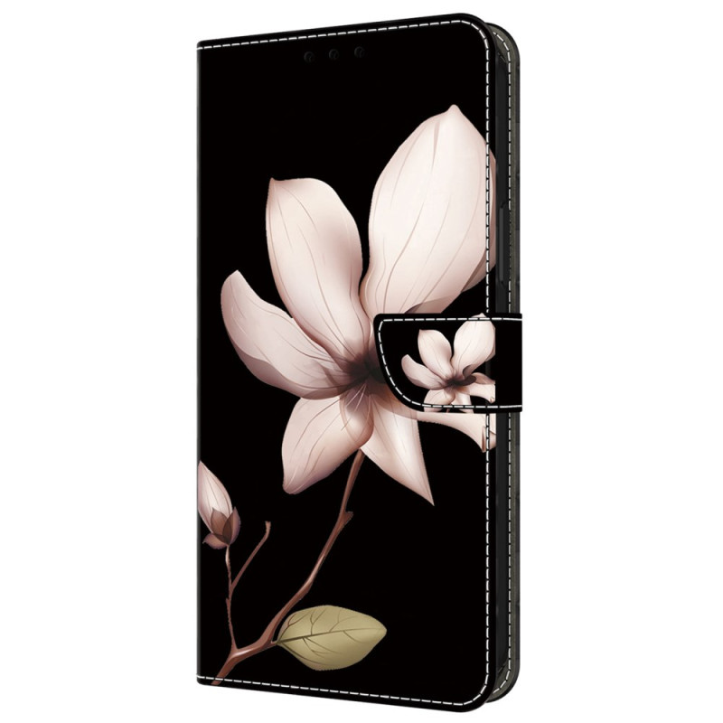 Samsung Galaxy A55 5G Hoesje Roze Bloemen op Zwarte Achtergrond