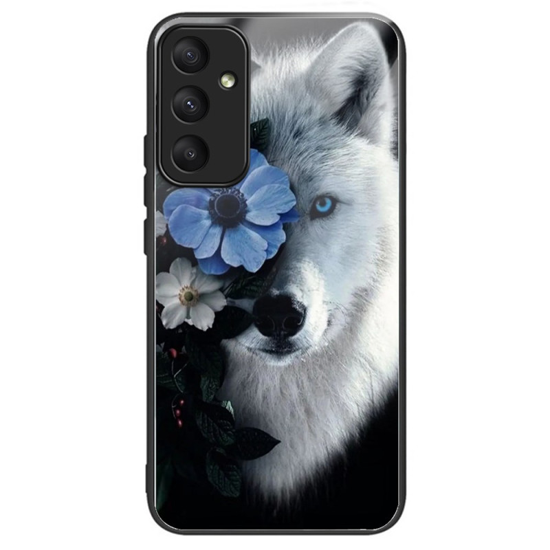 Samsung Galaxy A55 5G Gehard Glas Cover Wolf Bloemen