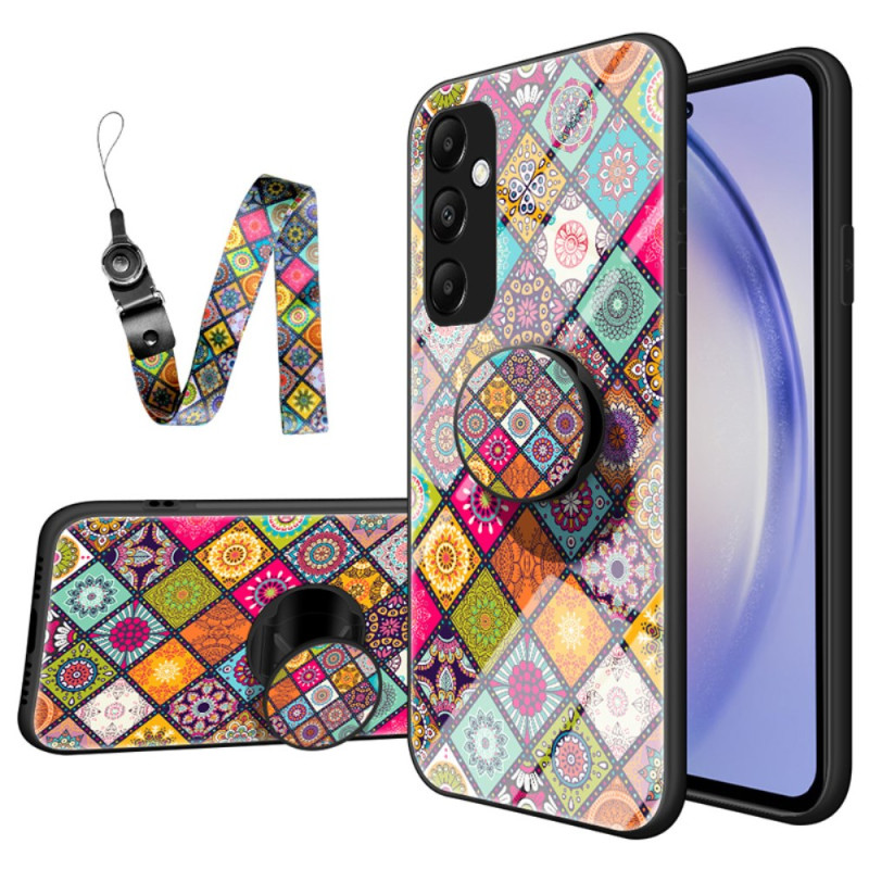 Samsung Galaxy A55 5G hoesje met standaard en patchwork bandje