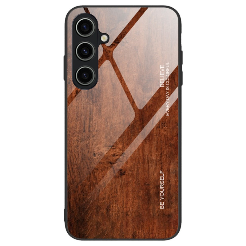 Samsung Galaxy A55 5G Hout Effect Gehard Glas Hoesje