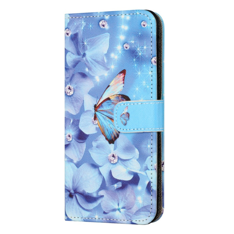 Samsung Galaxy A35 5G Hoesje Blauw Bloemen en Vlinders