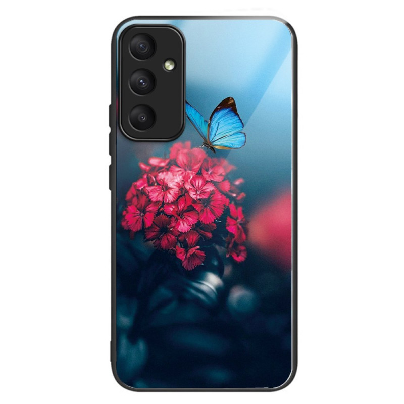 Samsung Galaxy A35 5G Gehard Glas Hoesje Bloemen en Vlinder