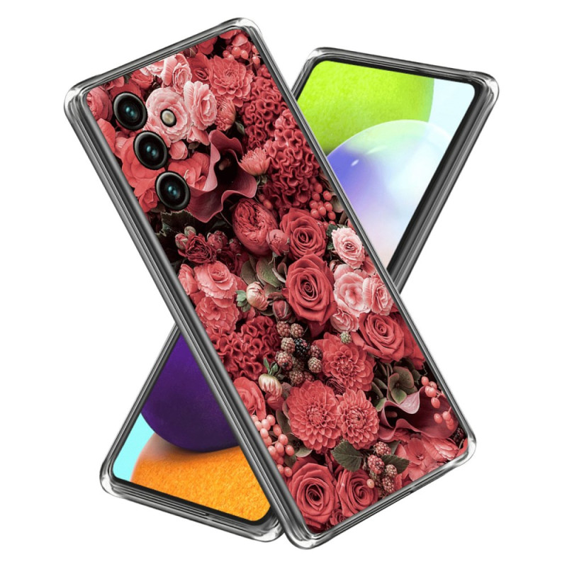 Samsung Galaxy A15 Roze en Rood Bloemen Hoesje