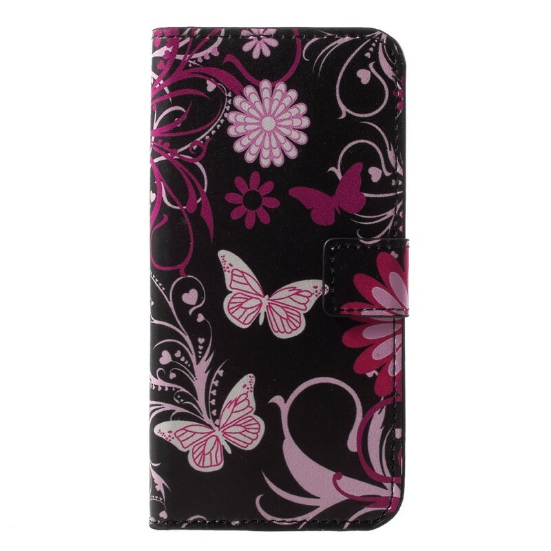 Hoesje Huawei P20 Lite Vlinders en Bloemen Hoesje Huawei P20 Lite Vlinders en Bloemen