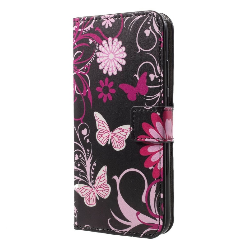 Hoesje Huawei P20 Lite Vlinders en Bloemen Hoesje Huawei P20 Lite Vlinders en Bloemen