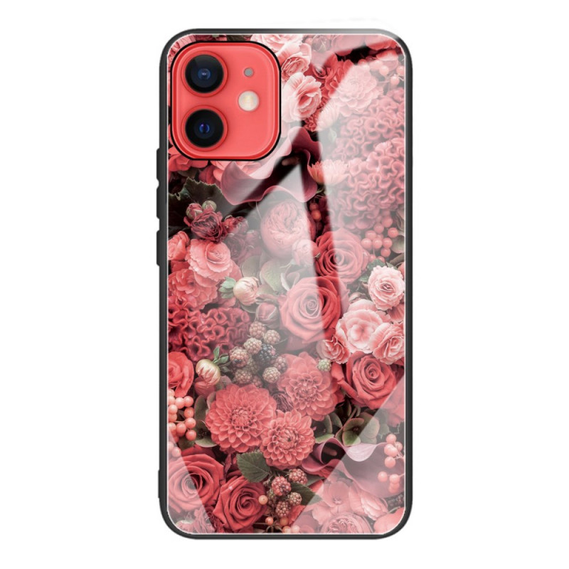 Hoesje iPhone 11 Getemperd Glas Rood Bloemen
