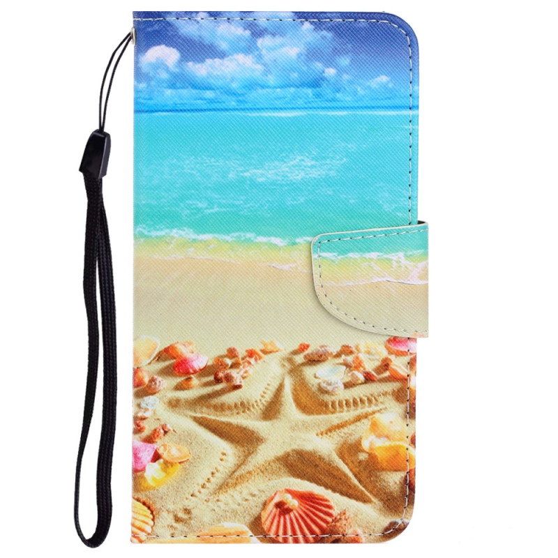 iPhone XR hoesje zand en schelp met riem